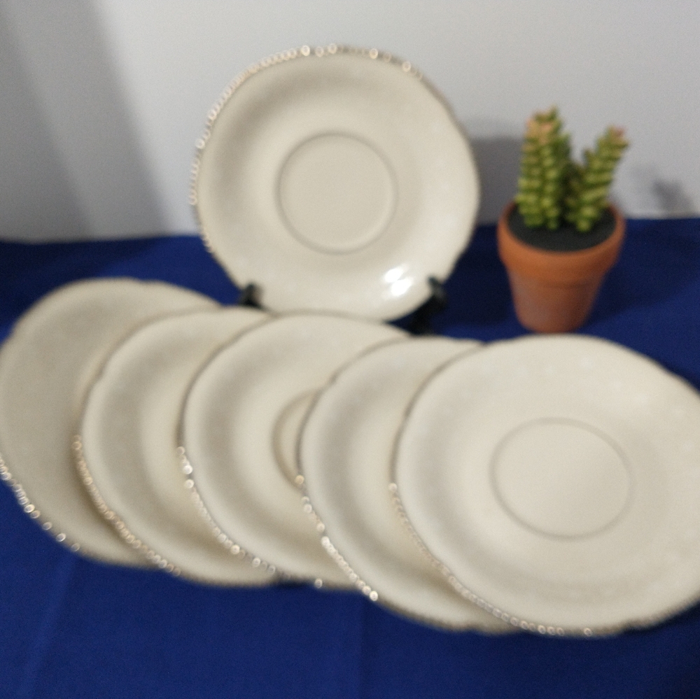 6 Castleton Studios Snow Flower 6 Saucers by Dick Litzel